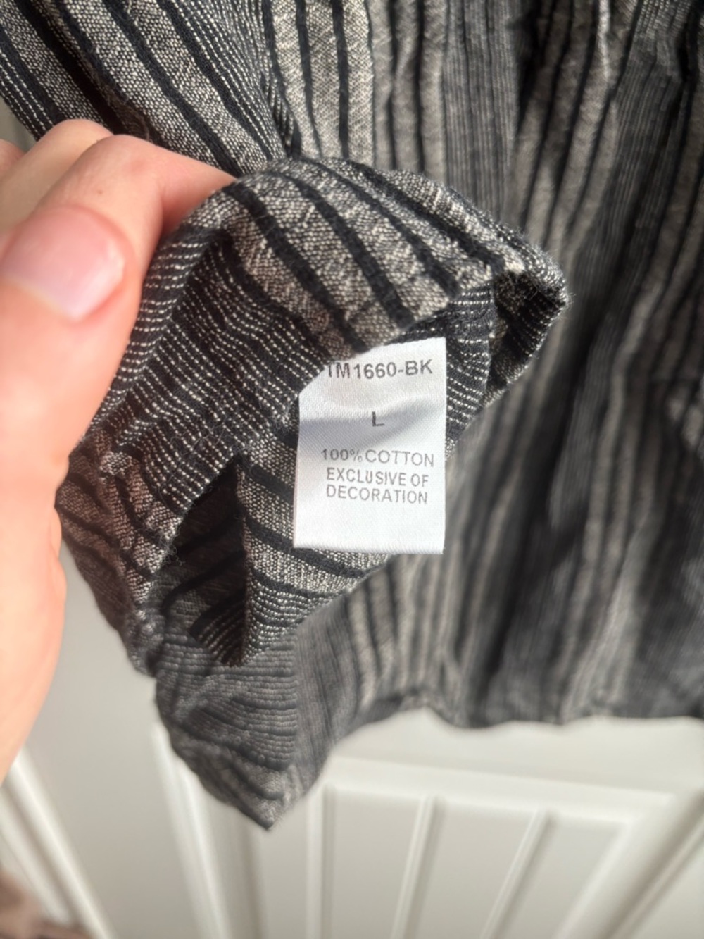 THML Rust and Charcoal Striped Pom-Trim Blouse - Picture 5 of 5